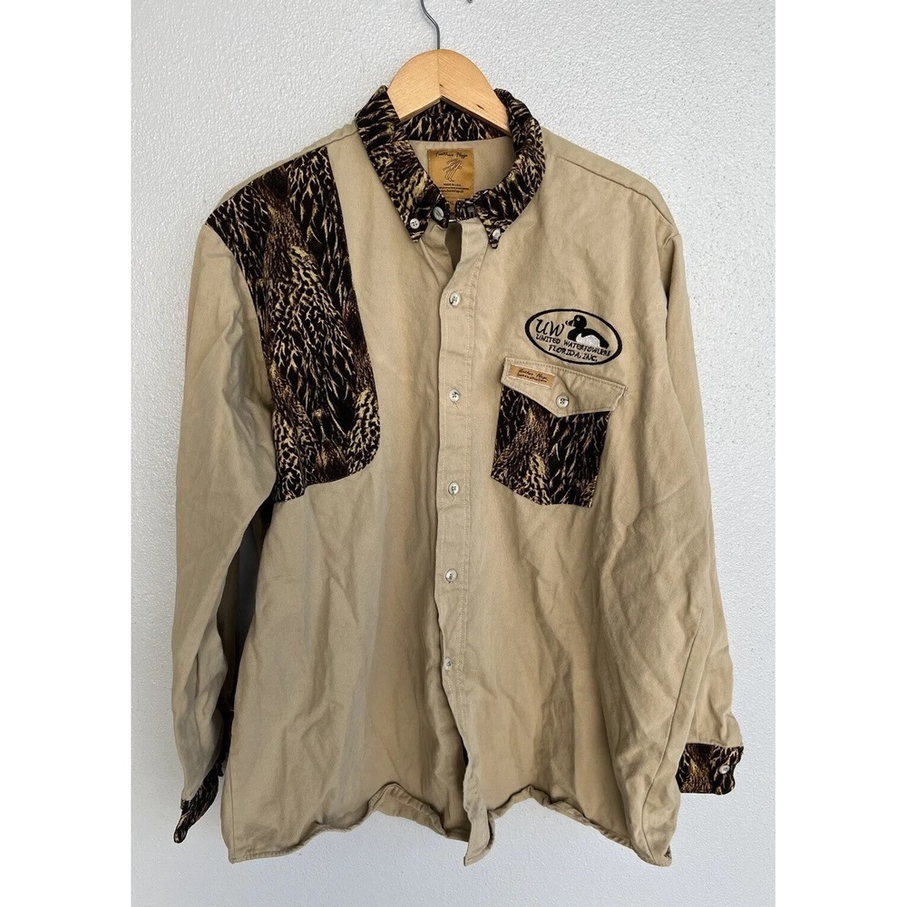 NWOT Feather Flage Camouflage Duck Camo Shirt 2XL USA VTG United Waterfowlers